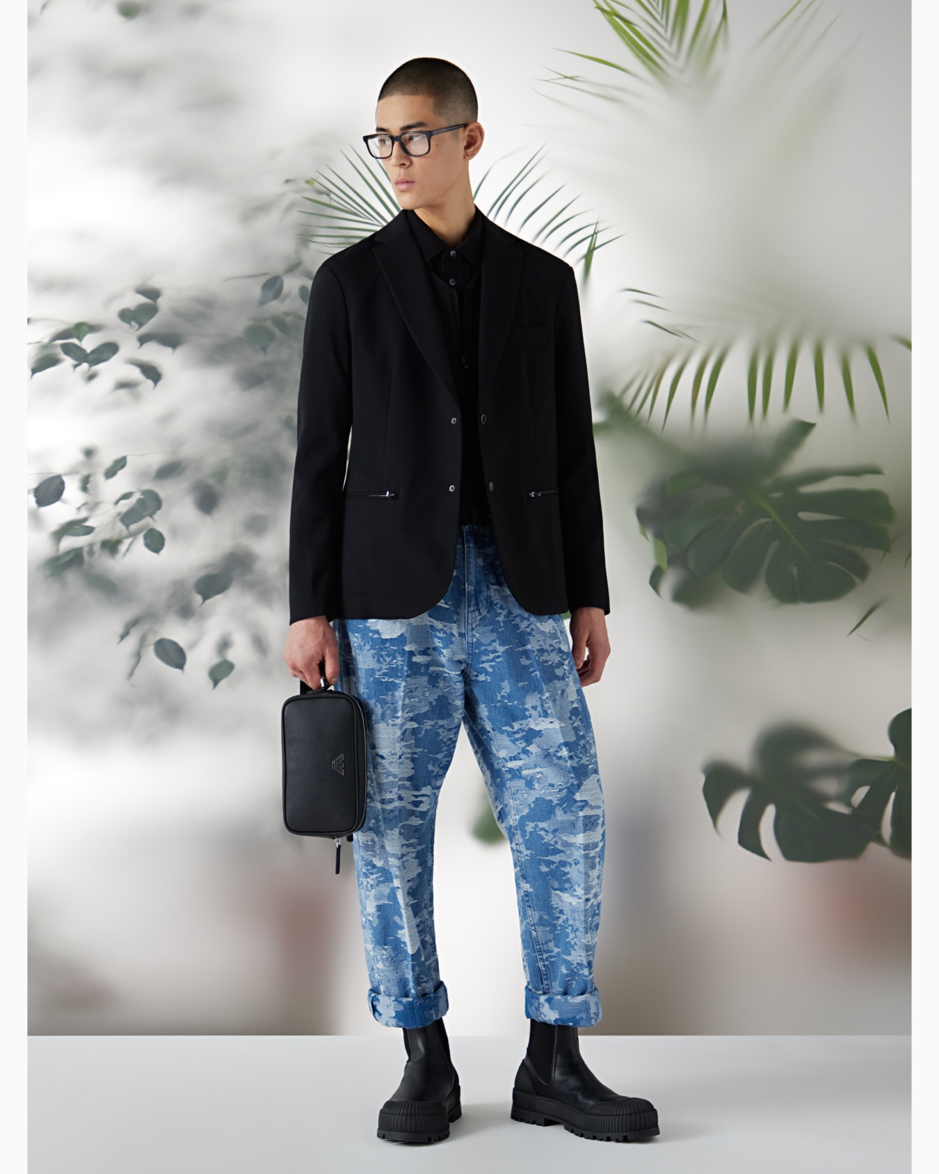 Wool-blend single-breasted jacket with detachable inner panel Diapositiva 6