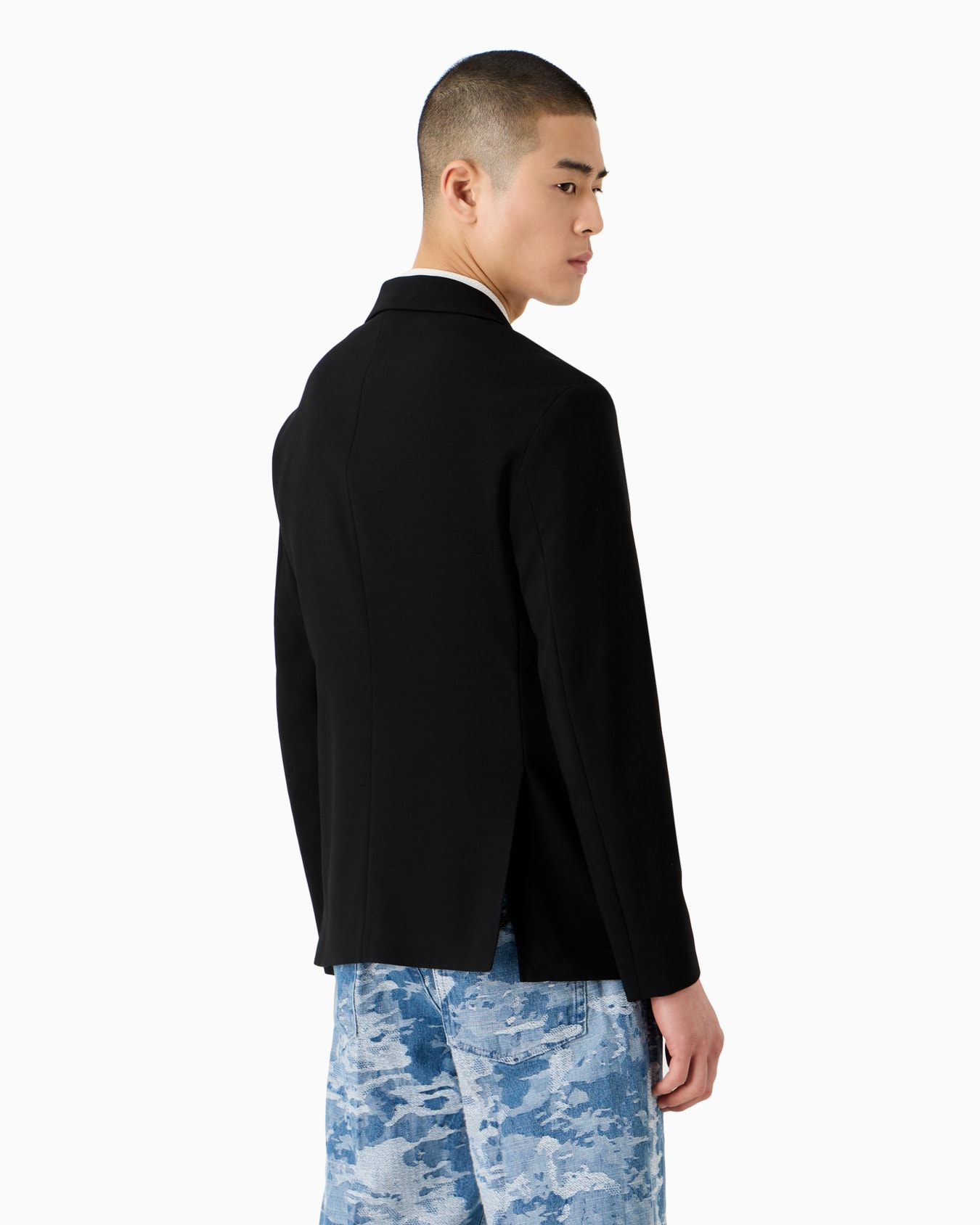 Wool-blend single-breasted jacket with detachable inner panel Diapositiva 3