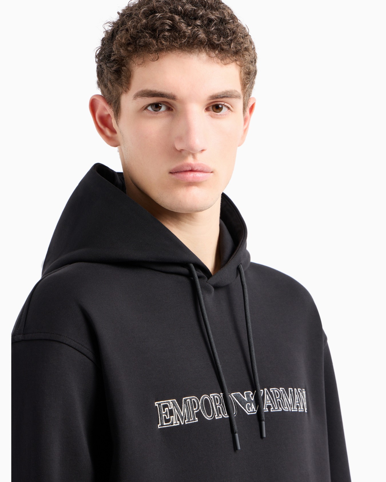 Oversized double-jersey hooded sweatshirt with logo embroidery trim Slide 4