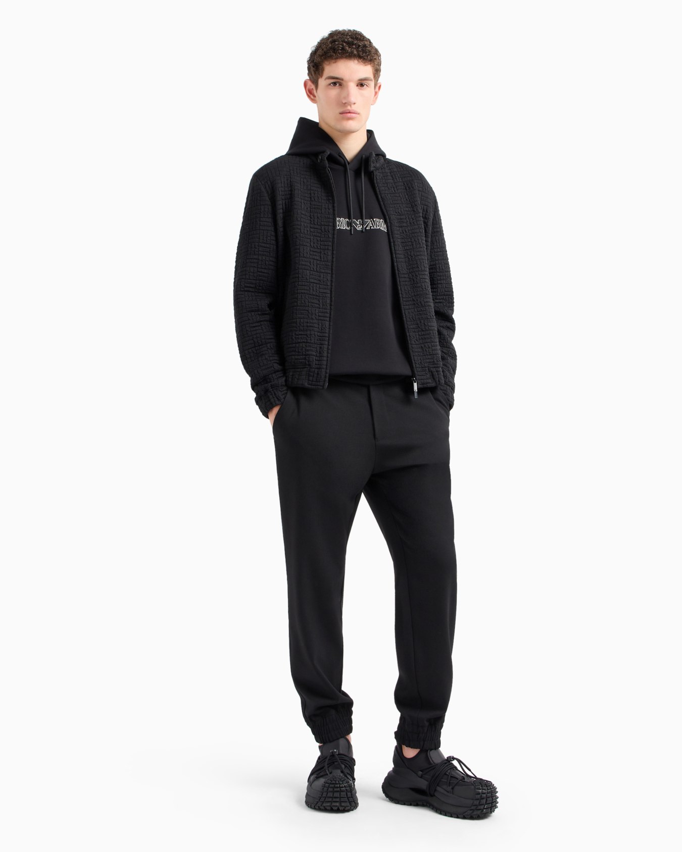 Oversized double-jersey hooded sweatshirt with logo embroidery trim Slide 3
