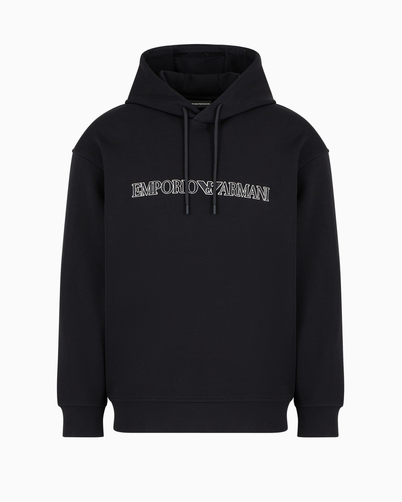 Oversized double-jersey hooded sweatshirt with logo embroidery trim Slide 0