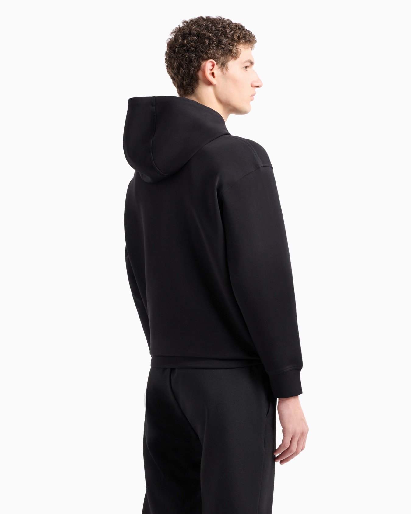 Oversized double-jersey hooded sweatshirt with logo embroidery trim Slide 2