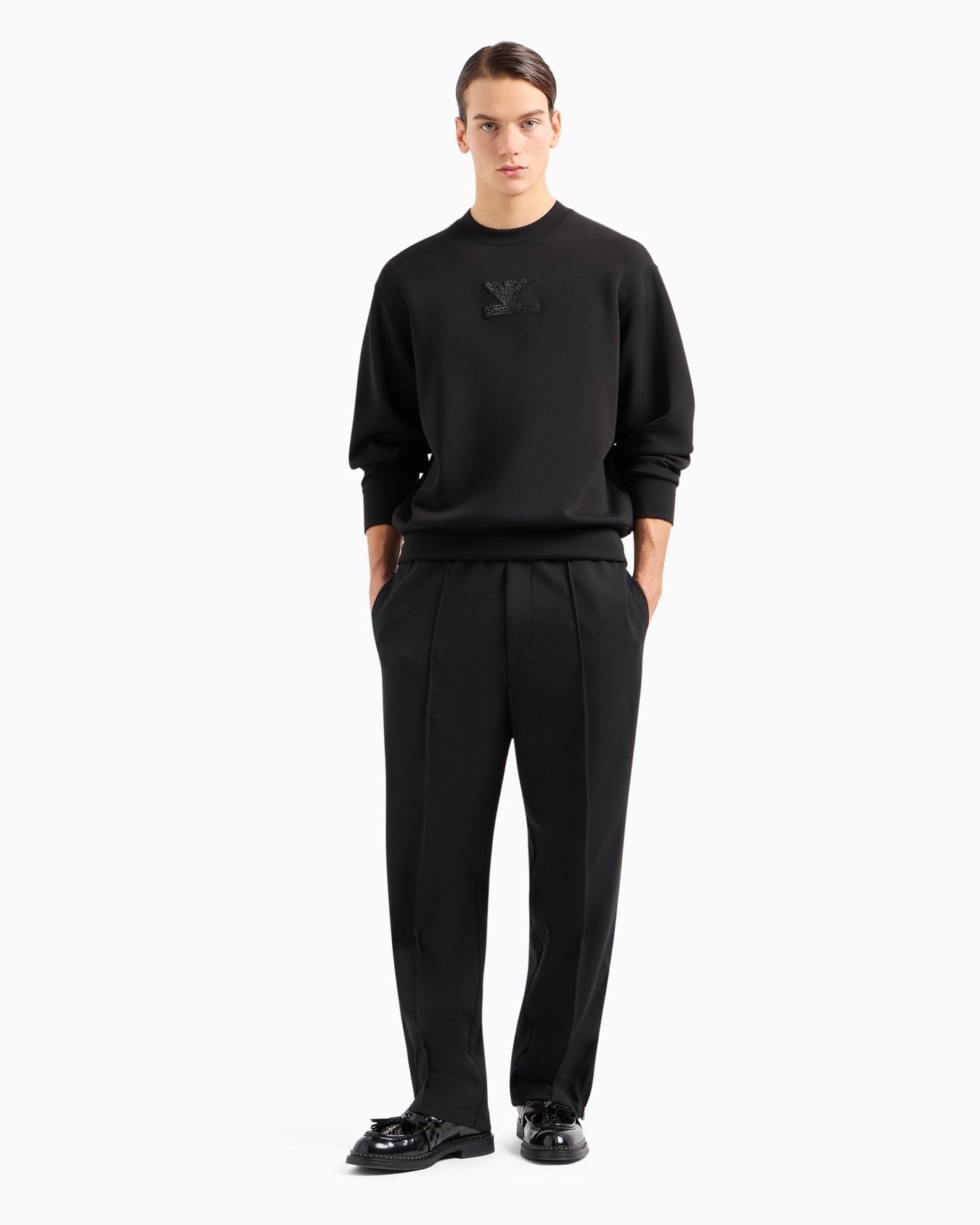 Clubwear double-jersey sweatshirt with patch and rhinestone embroidery Slide 4