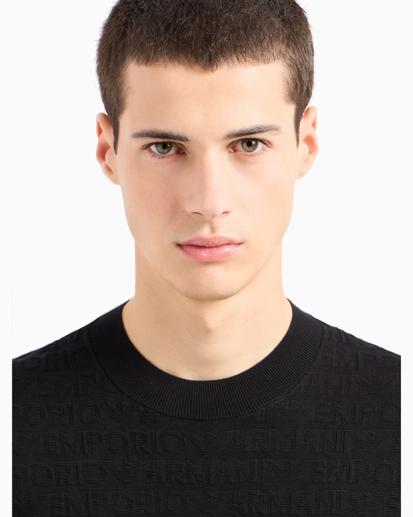 Cotton jumper with all-over jacquard lettering Slide 4
