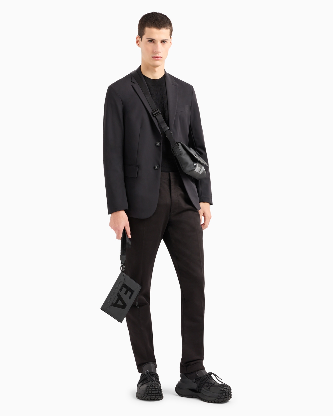 Cotton jumper with all-over jacquard lettering Slide 3