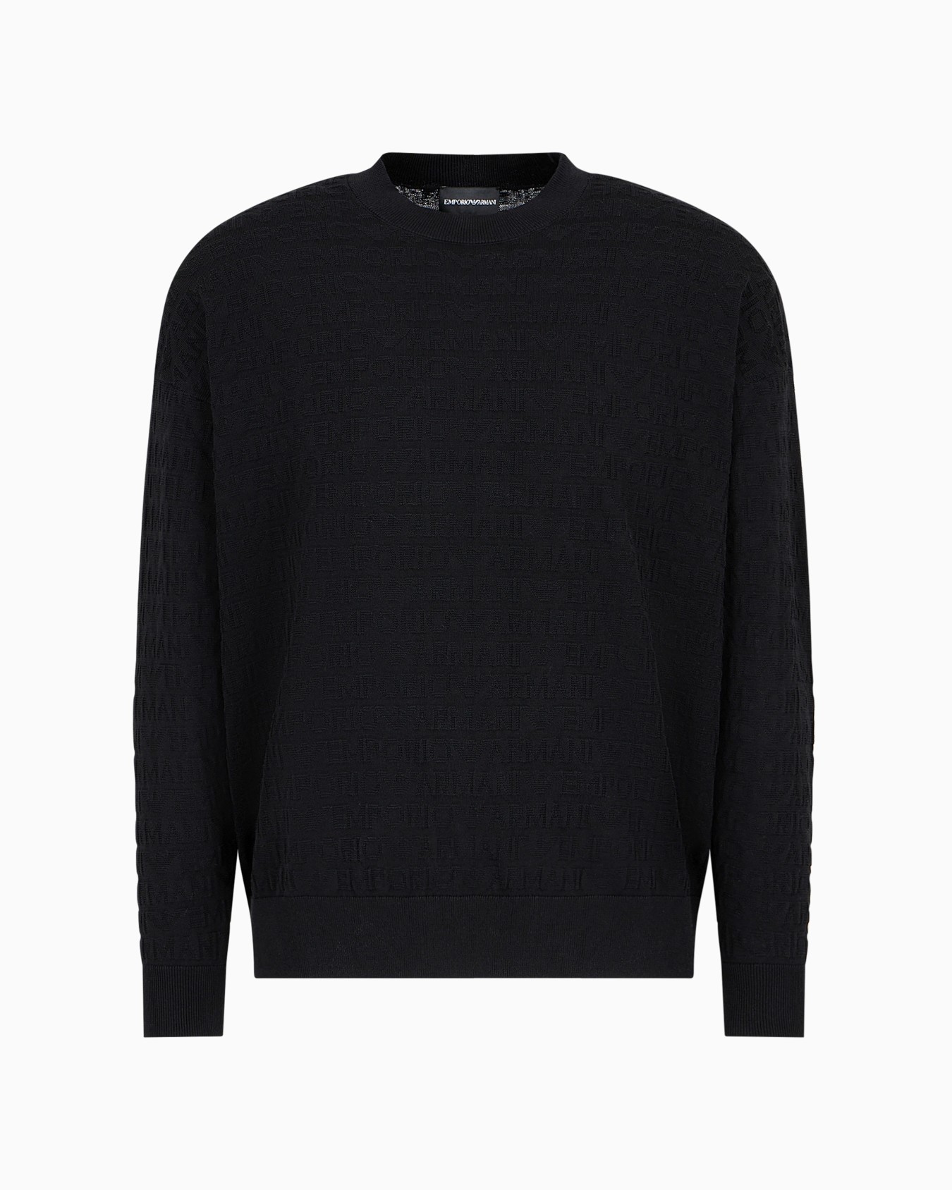 Cotton jumper with all-over jacquard lettering Slide 0