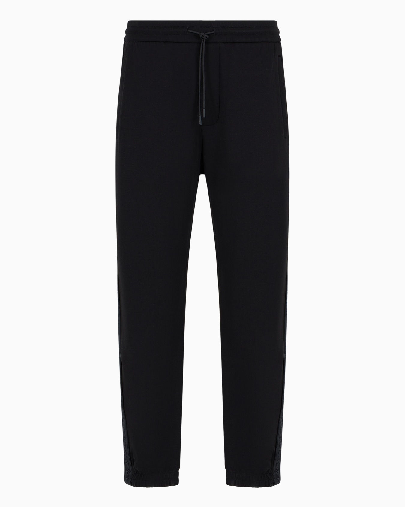Double-jersey joggers with drawstring and logo tape Slide 0