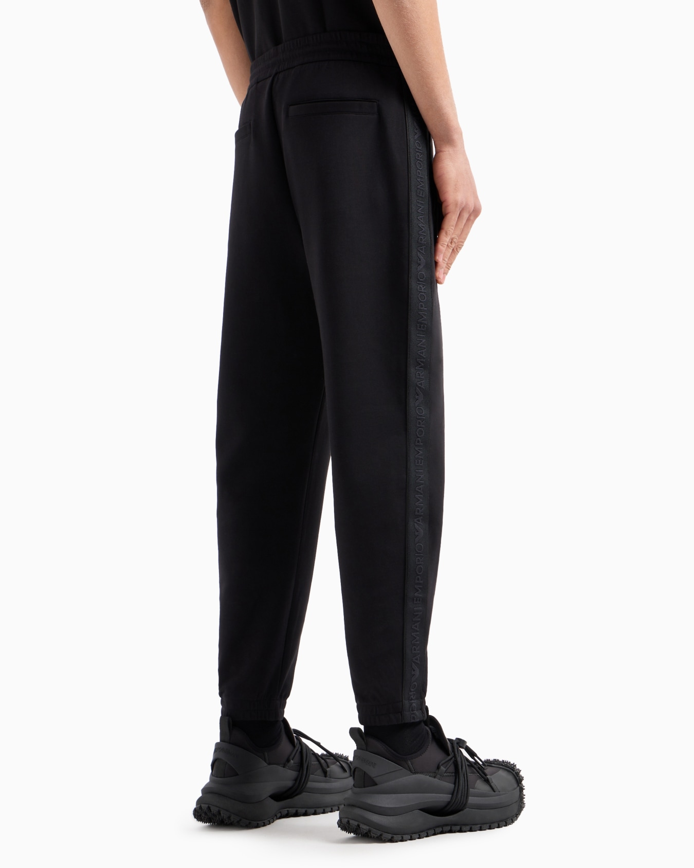 Double-jersey joggers with drawstring and logo tape Slide 2