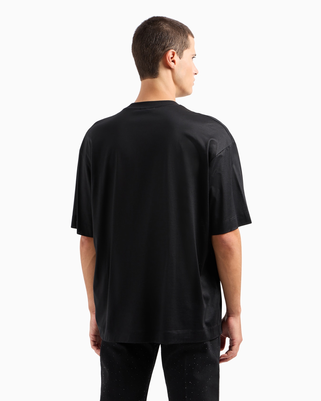 ASV Clubwear oversize T-shirt in Lyocell-blend jersey with rhinestone patch and embroidery Diapositiva 2