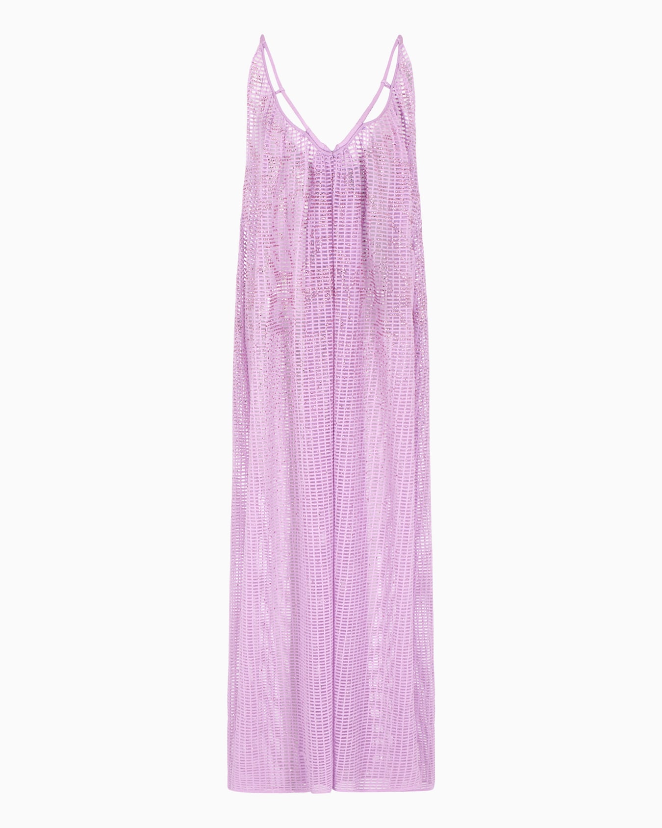 Robe longue en maille jersey et ottoman avec strass all over Diapositive 0