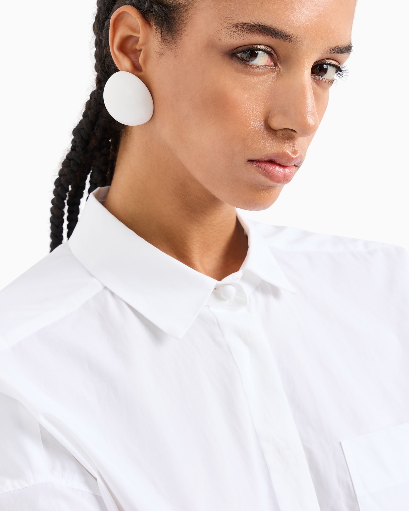 Camisa con bolsillo de parche y bajo asimétrico de popelina Diapositiva 5