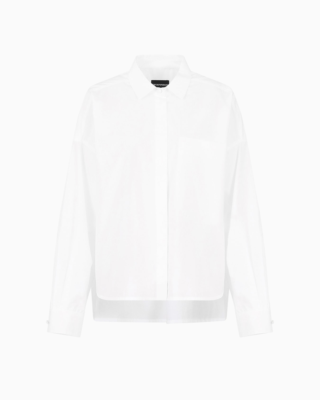 Poplin shirt with asymmetric hem and patch pocket Slide 0