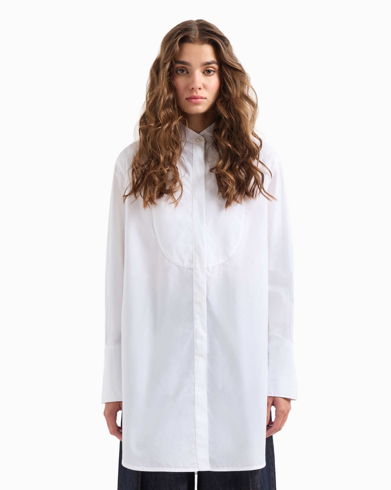 Camisa ancha de algodón con plastrón Diapositiva 3