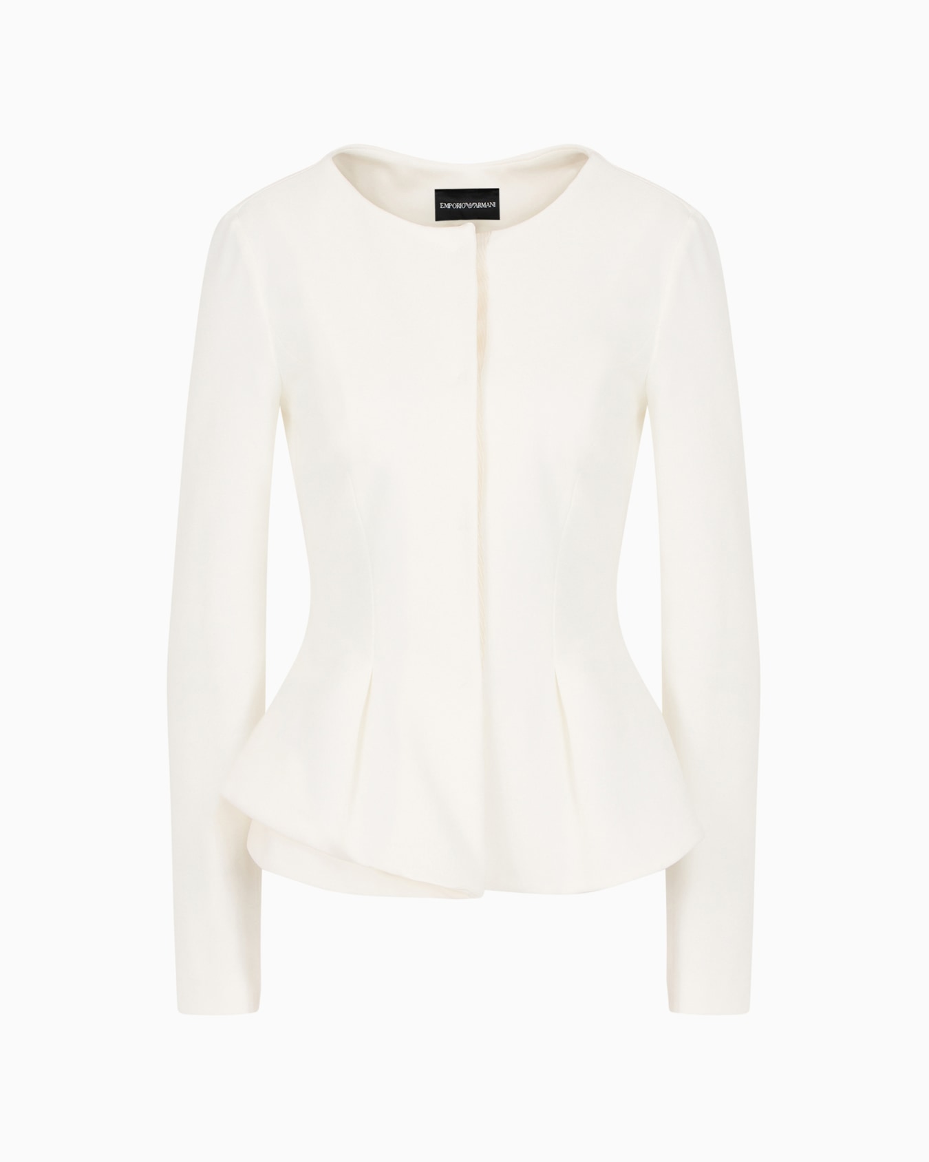 Flared single-breasted jacket in stretch Milano-stitch fabric Slide 0