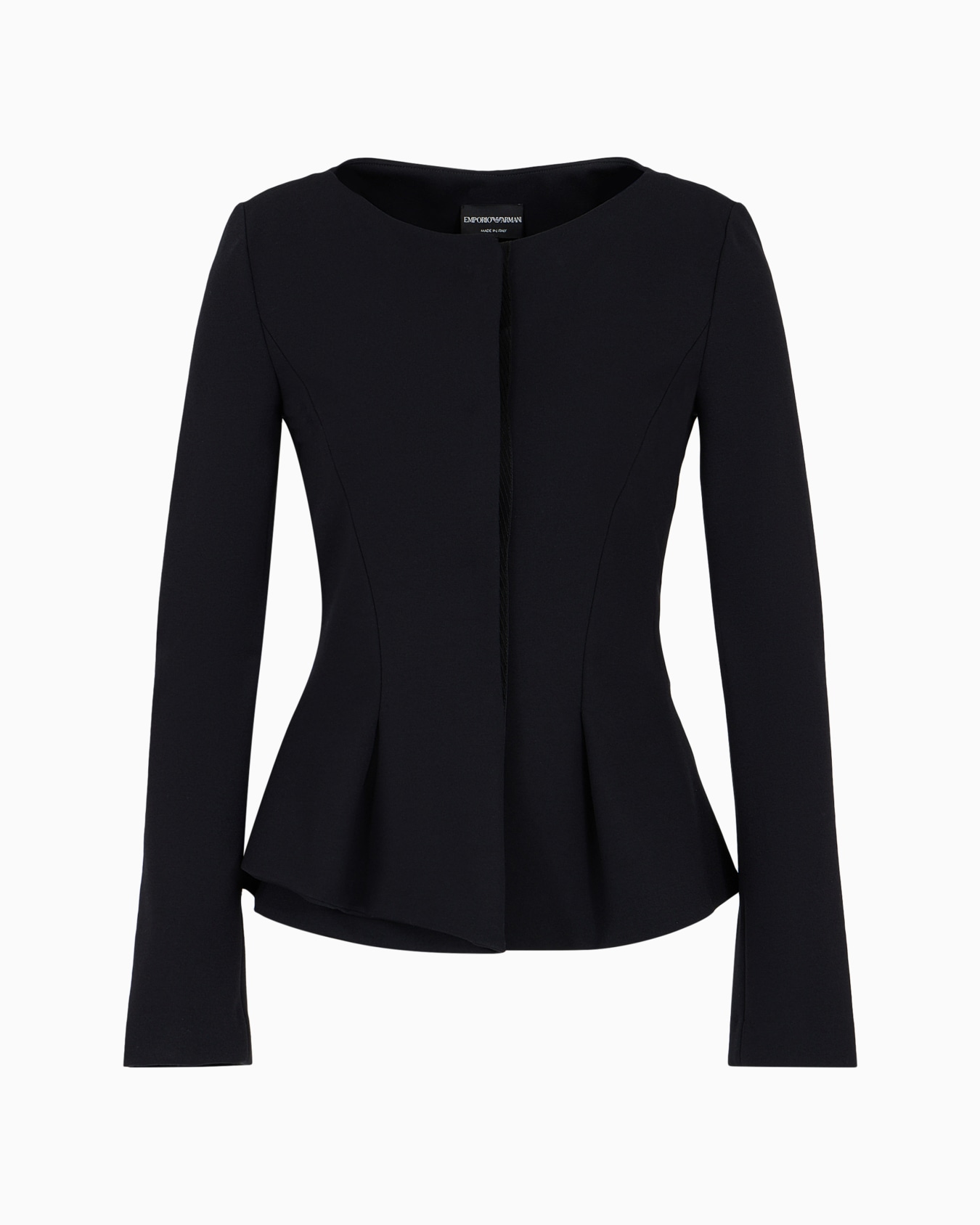 Flared single-breasted jacket in stretch Milano-stitch fabric Slide 0