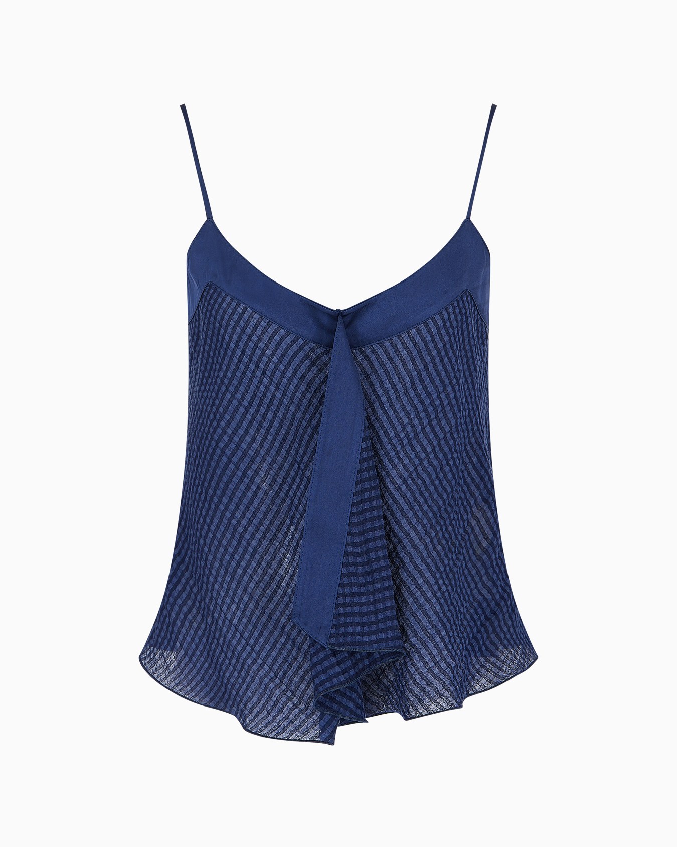 Ruffle top in gingham-effect seersucker fabric Slide 0