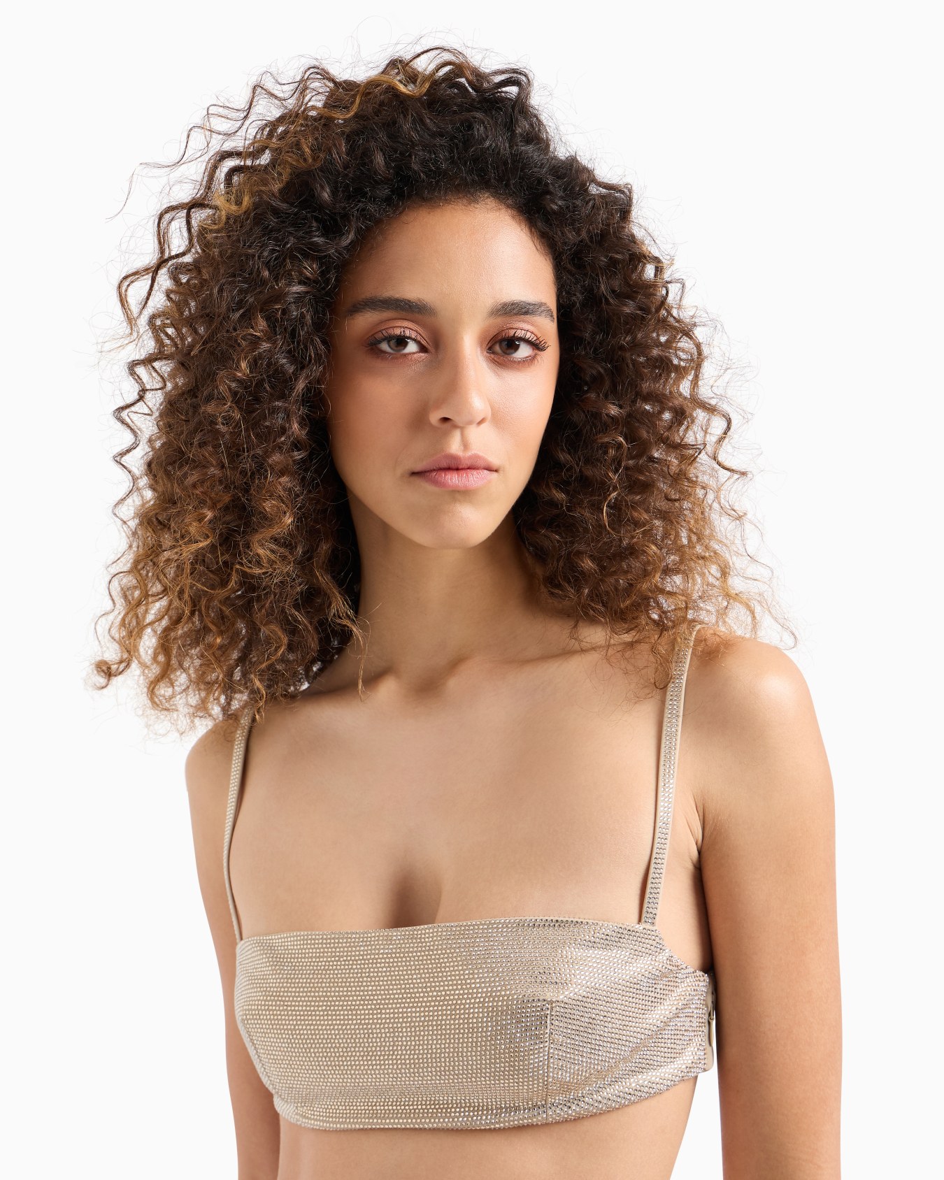 Rhinestone-covered bandeau top with shoulder straps Slide 4