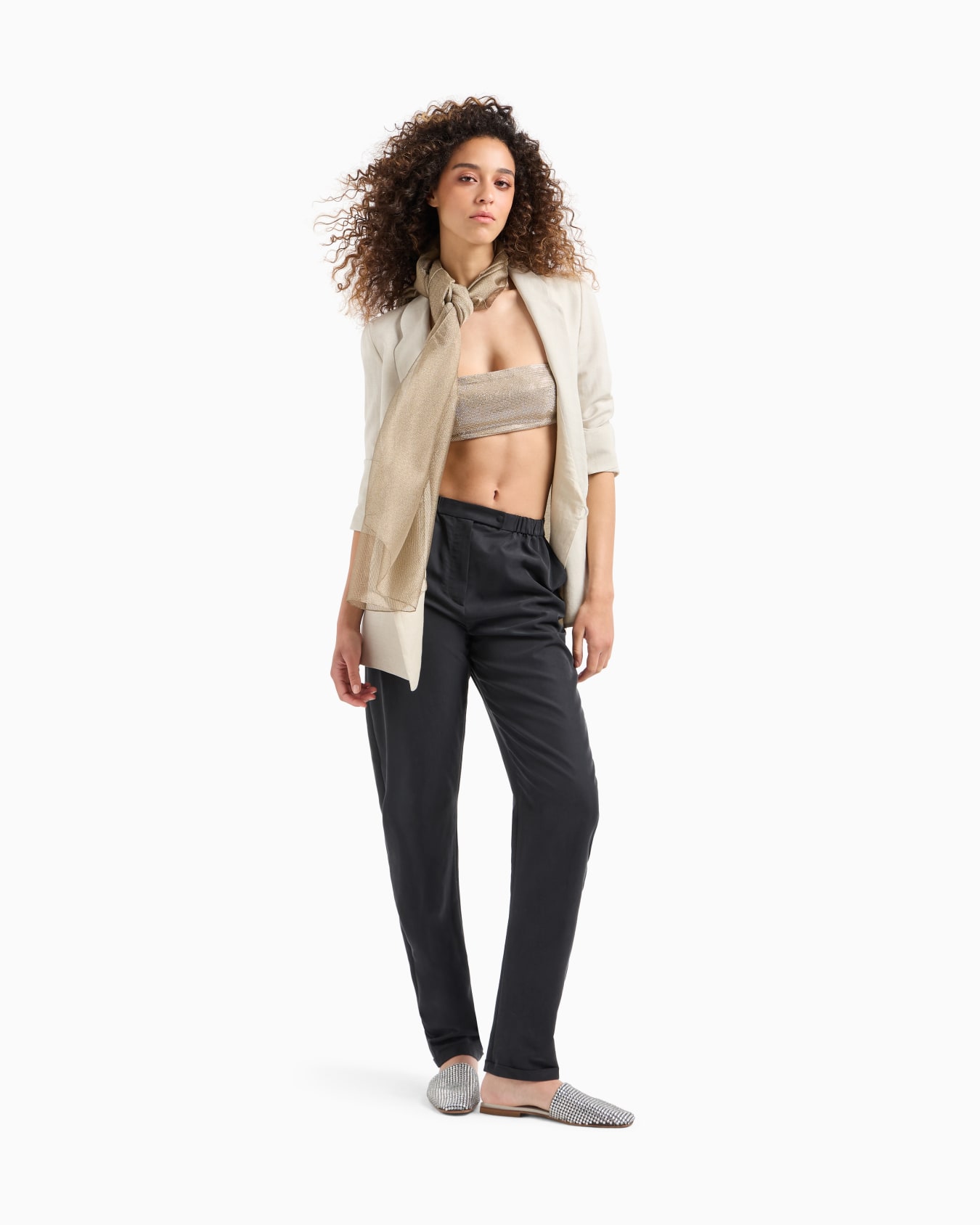 Rhinestone-covered bandeau top with shoulder straps Slide 1