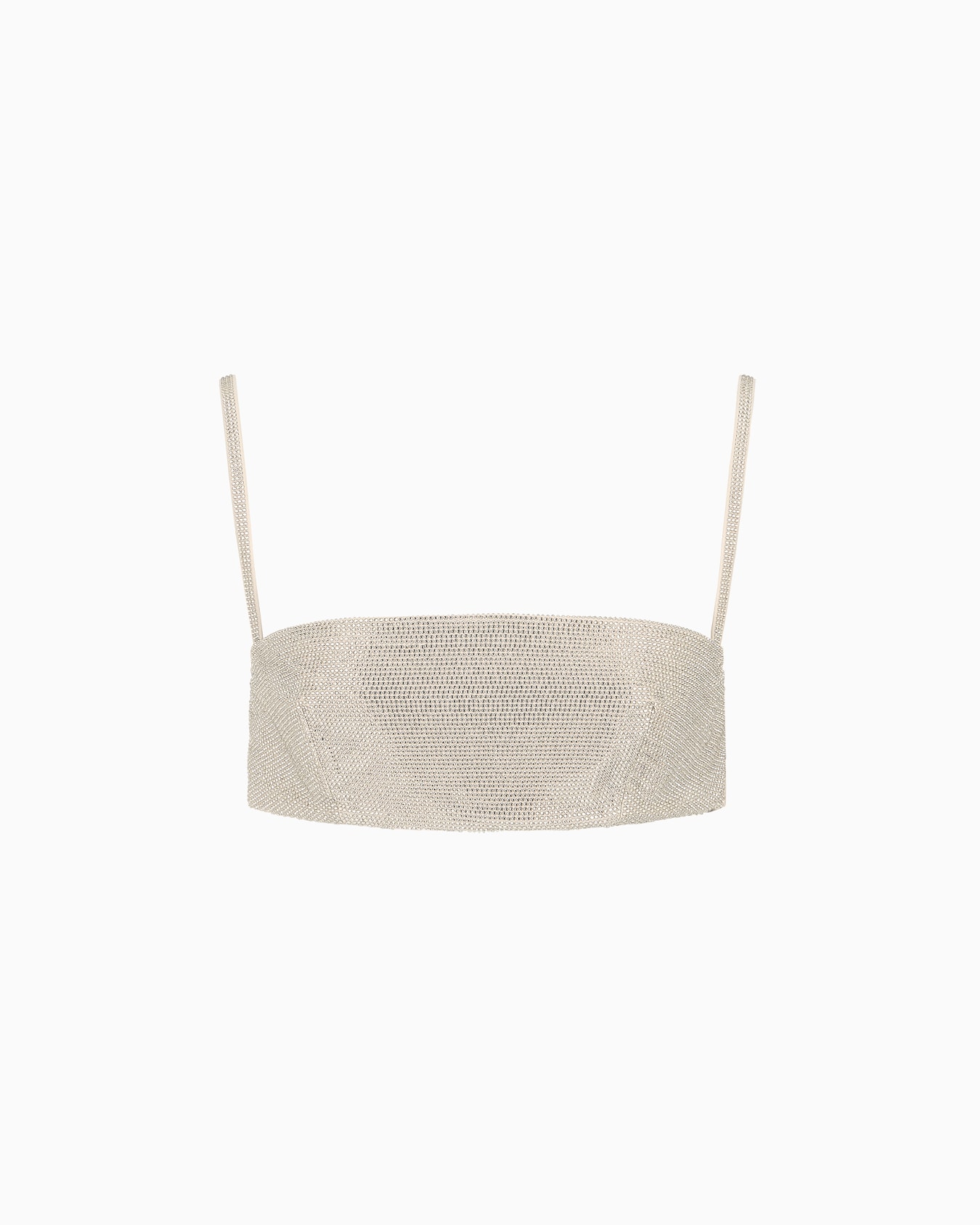 Rhinestone-covered bandeau top with shoulder straps Slide 0