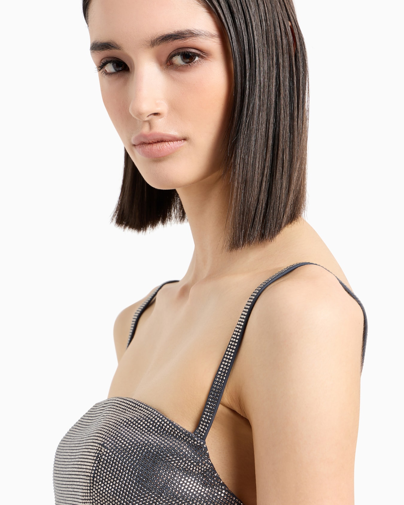 Top bandeau con tirantes revestido de strass Diapositiva 4