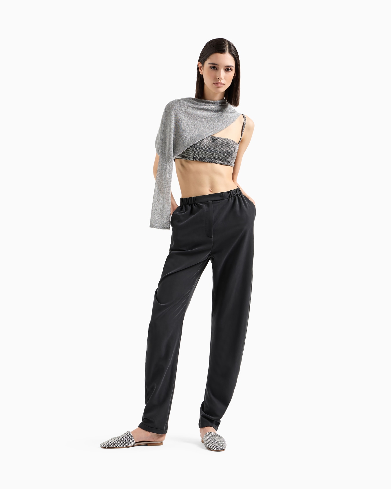 Top bandeau con tirantes revestido de strass Diapositiva 1