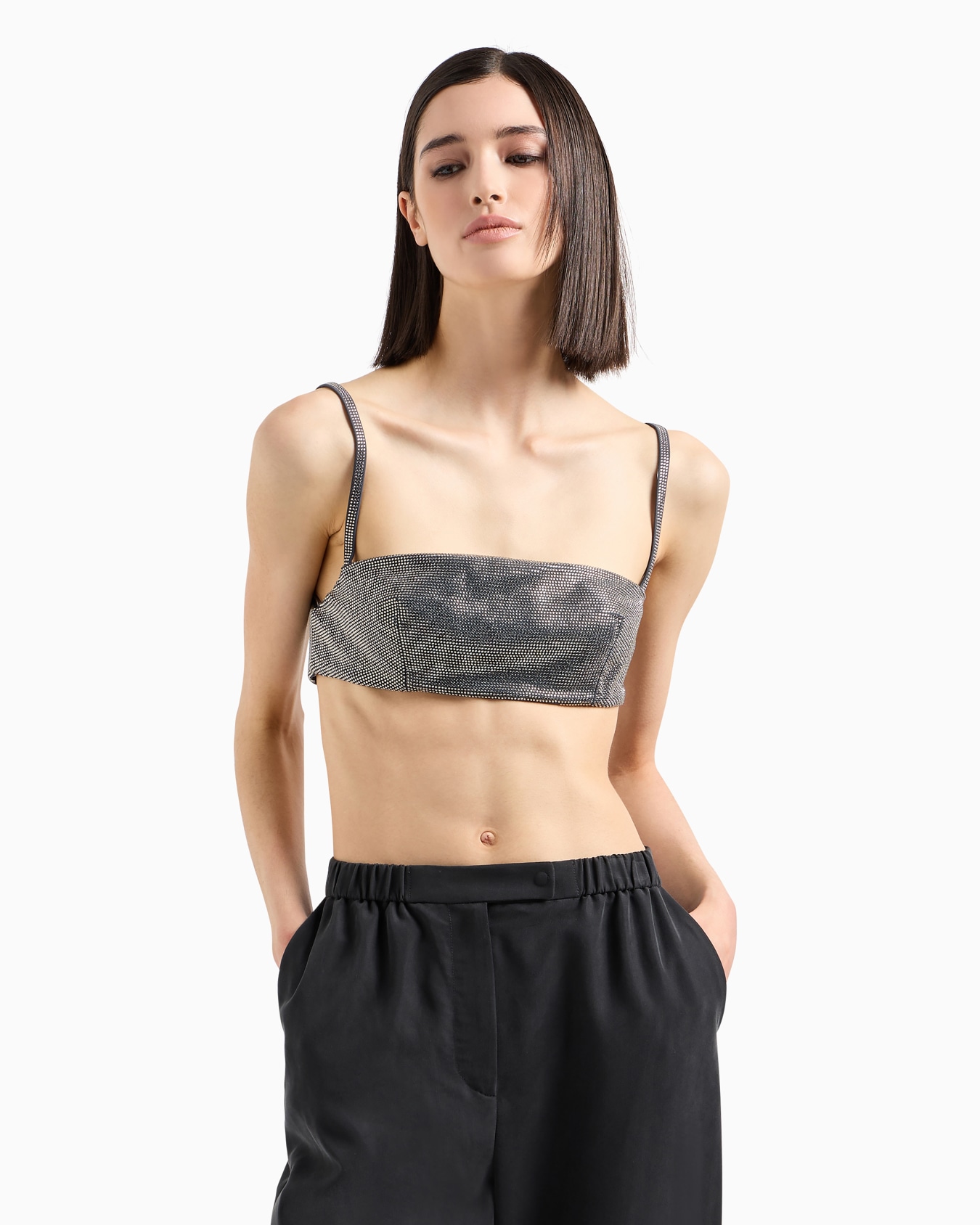 Top bandeau con tirantes revestido de strass Diapositiva 3