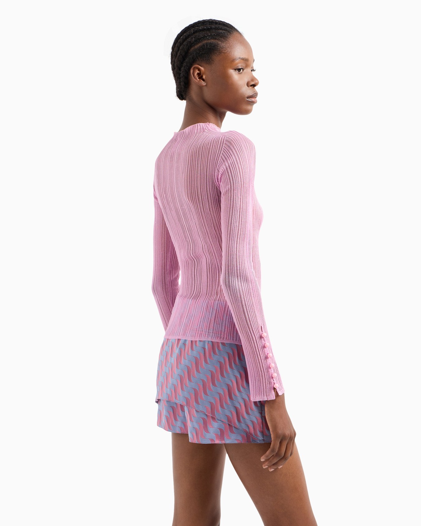 Seamless mock neck in a ribbed knit fabric Slide 3