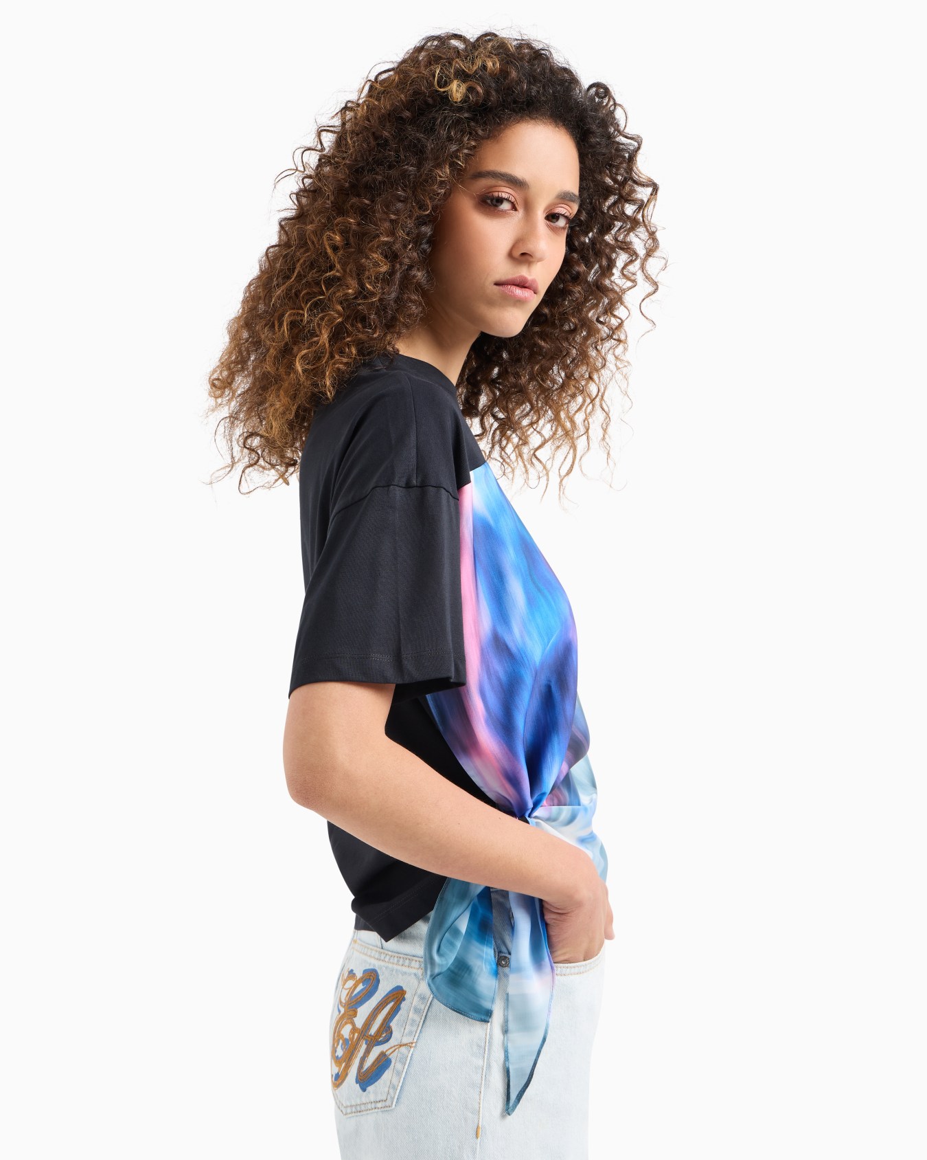 ASV organic-jersey T-shirt with multicoloured insert Slide 4