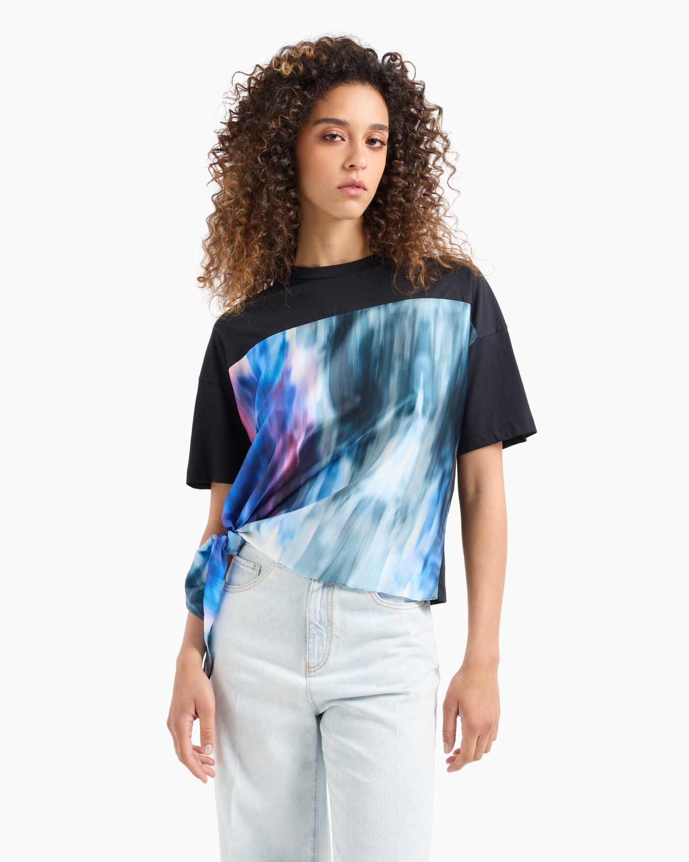 ASV organic-jersey T-shirt with multicoloured insert Slide 1