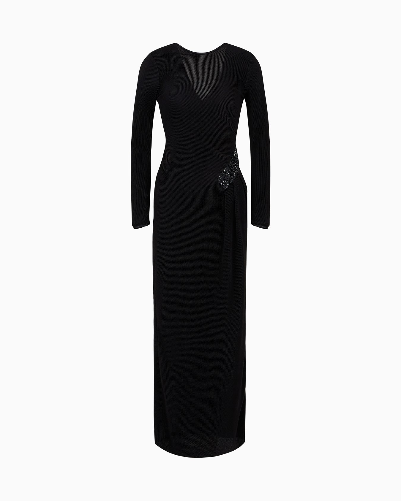 Long dress in pleated jersey Slide 0