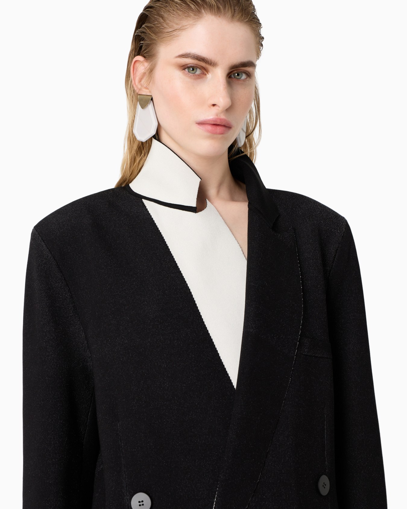 Veste caban croisée en mélange de soie Diapositive 5