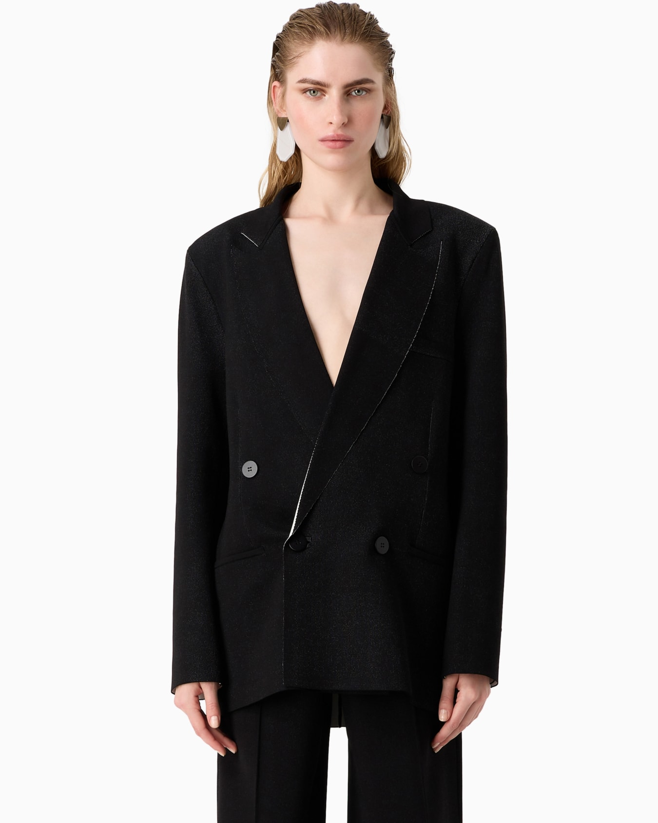 Veste caban croisée en mélange de soie Diapositive 2
