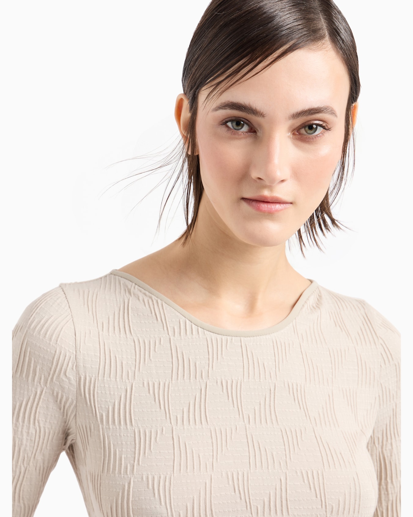 Viscose jacquard jersey crew-neck T-shirt Slide 4