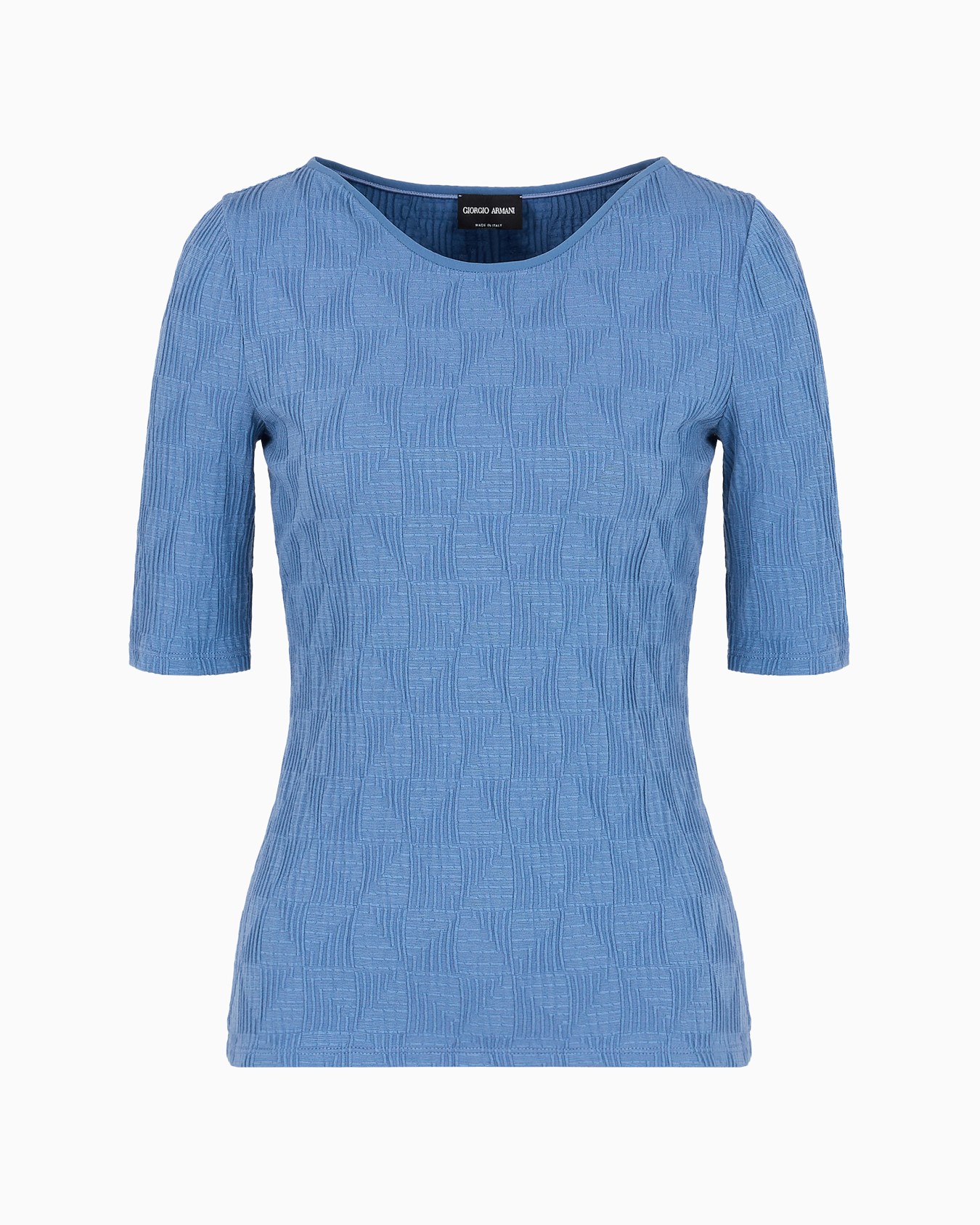 Viscose jacquard jersey crew-neck T-shirt Slide 0