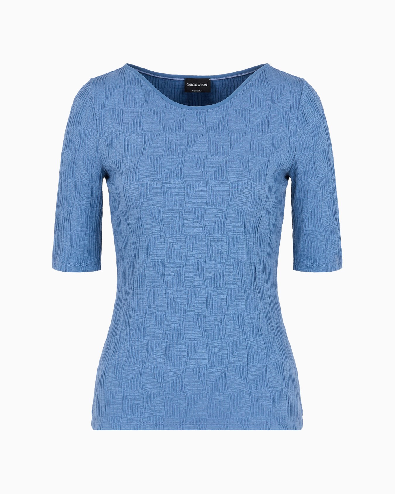 Viscose jacquard jersey crew-neck T-shirt Slide 0