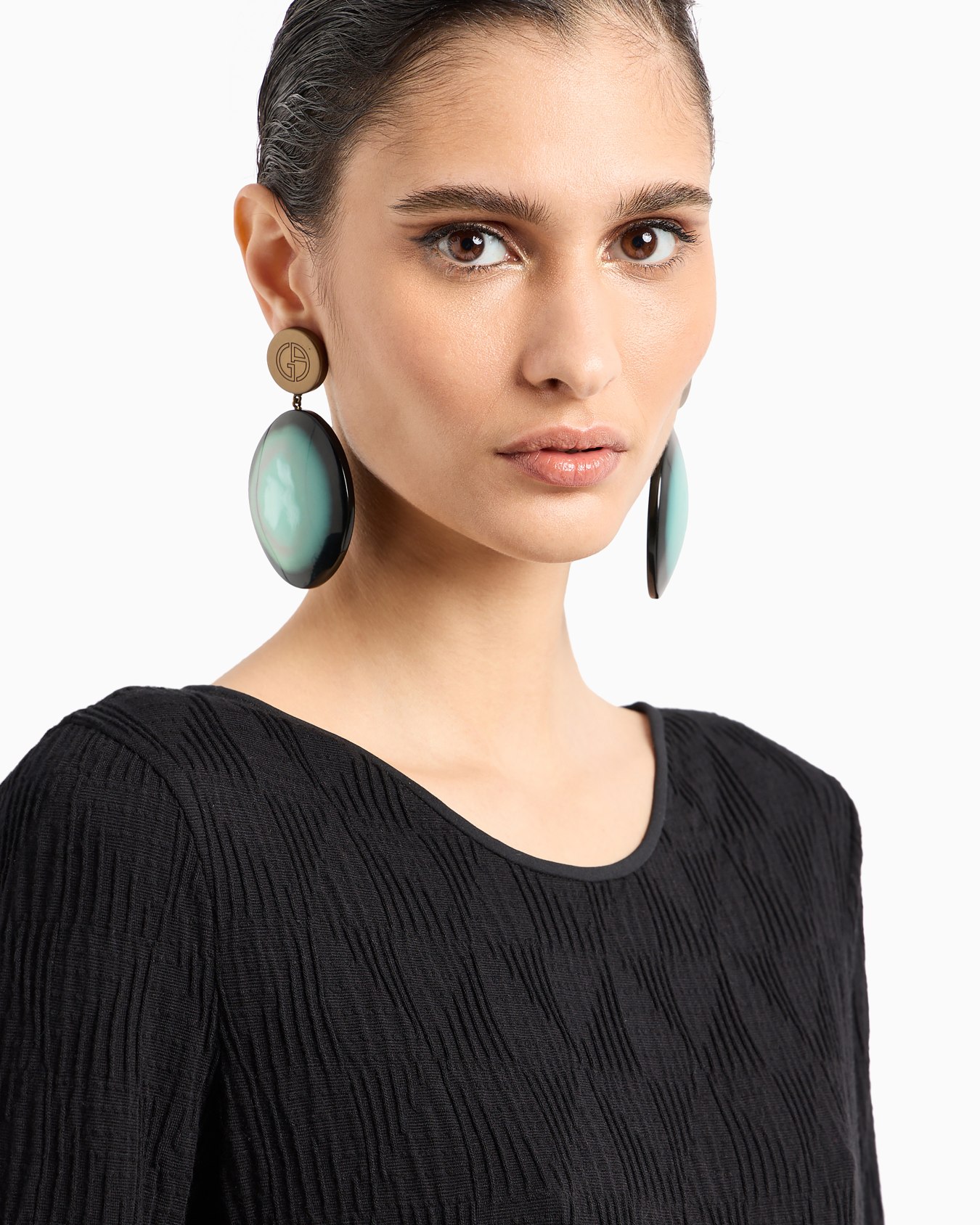 Viscose jacquard jersey crew-neck T-shirt Slide 4