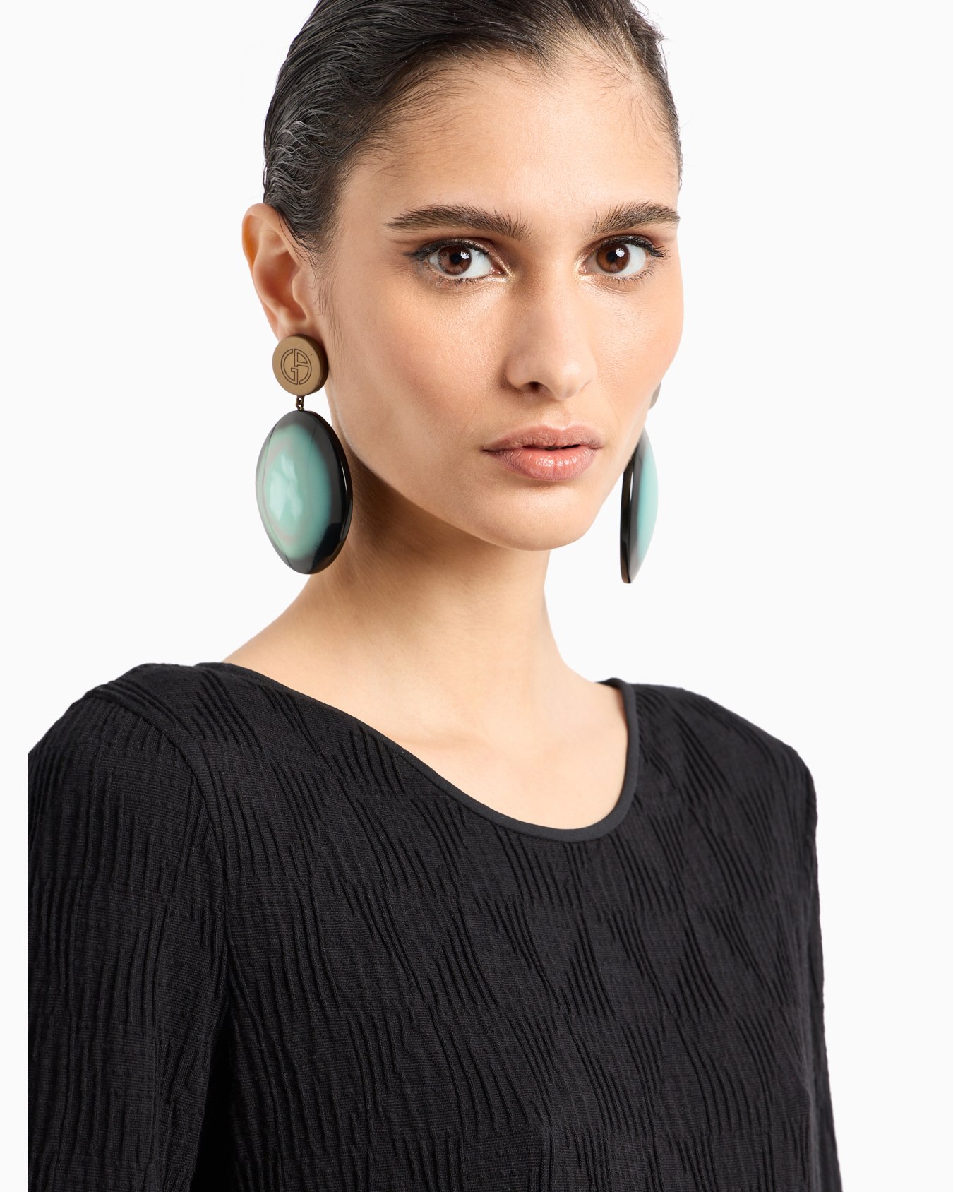 Viscose jacquard jersey crew-neck T-shirt Slide 4