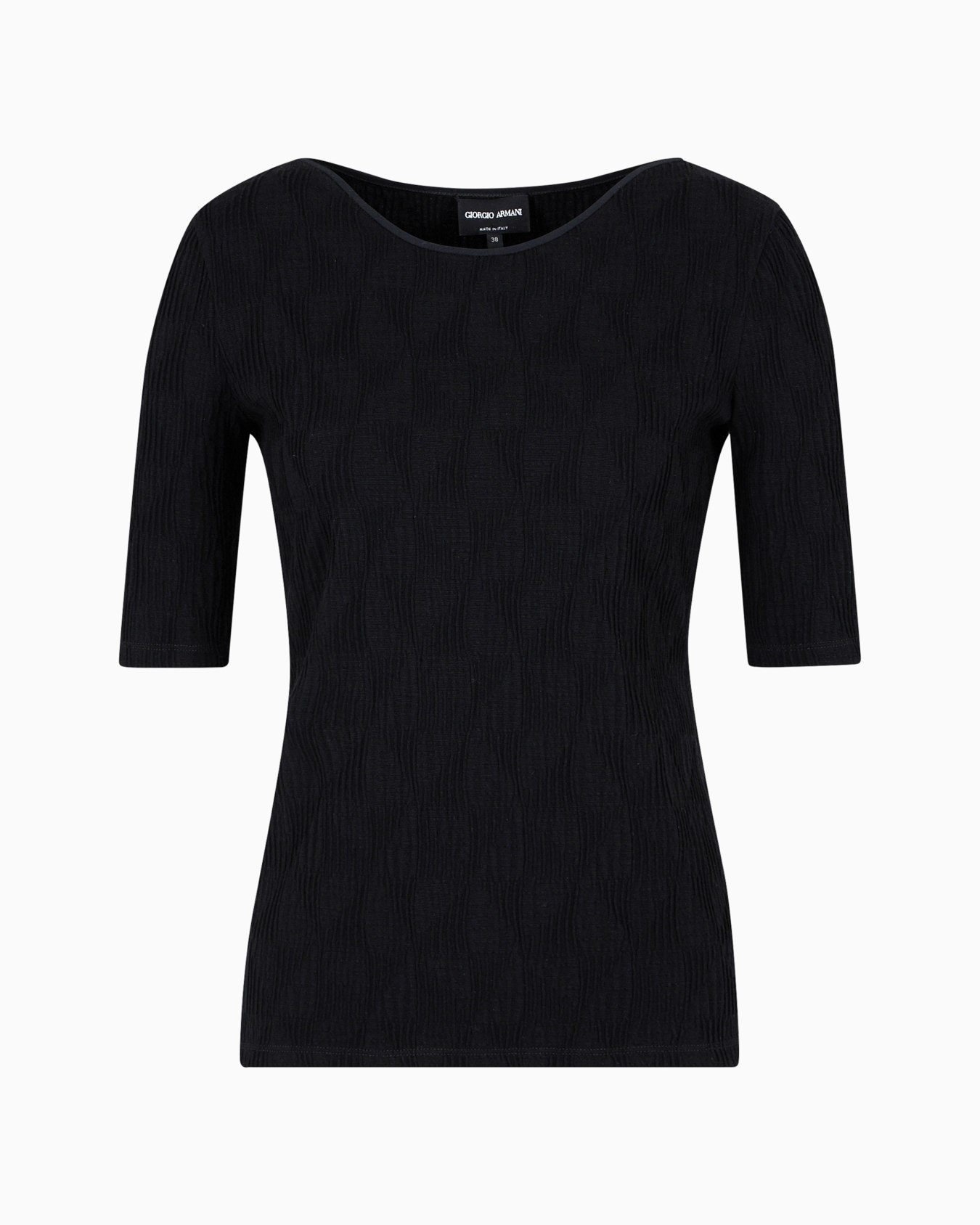 Viscose jacquard jersey crew-neck T-shirt Slide 0