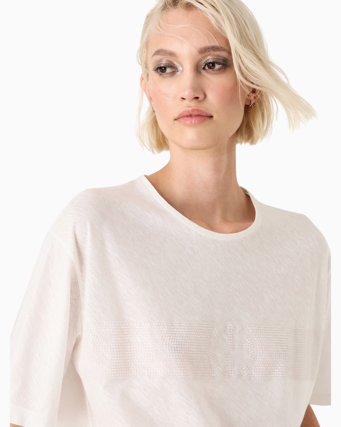 Embroidered crew-neck T-shirt in pure cotton jersey Diapositiva 4