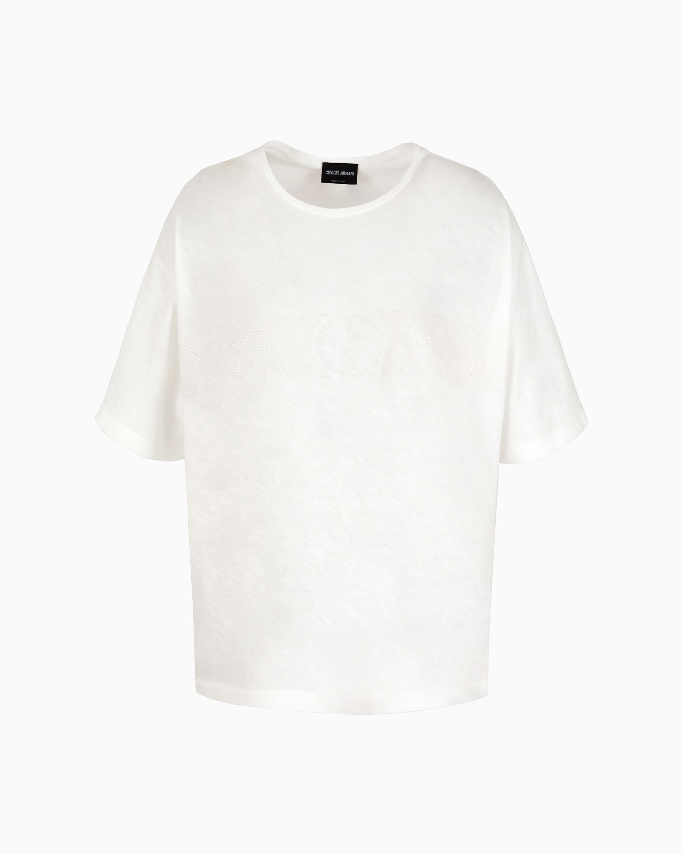 Embroidered crew-neck T-shirt in pure cotton jersey Diapositiva 0