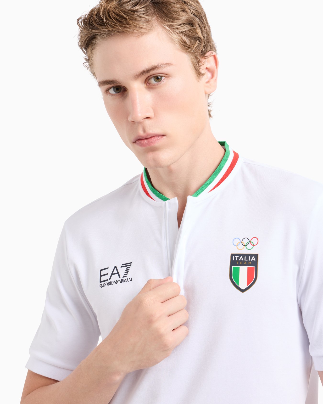 Polo col officier homme Italia Team Paris 2024 en tissu technique Natural VENTUS7 Diapositive 4