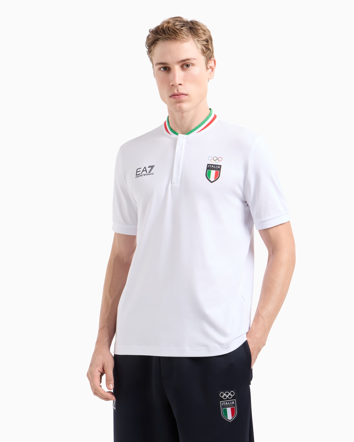 Polo col officier homme Italia Team Paris 2024 en tissu technique Natural VENTUS7 Diapositive 1
