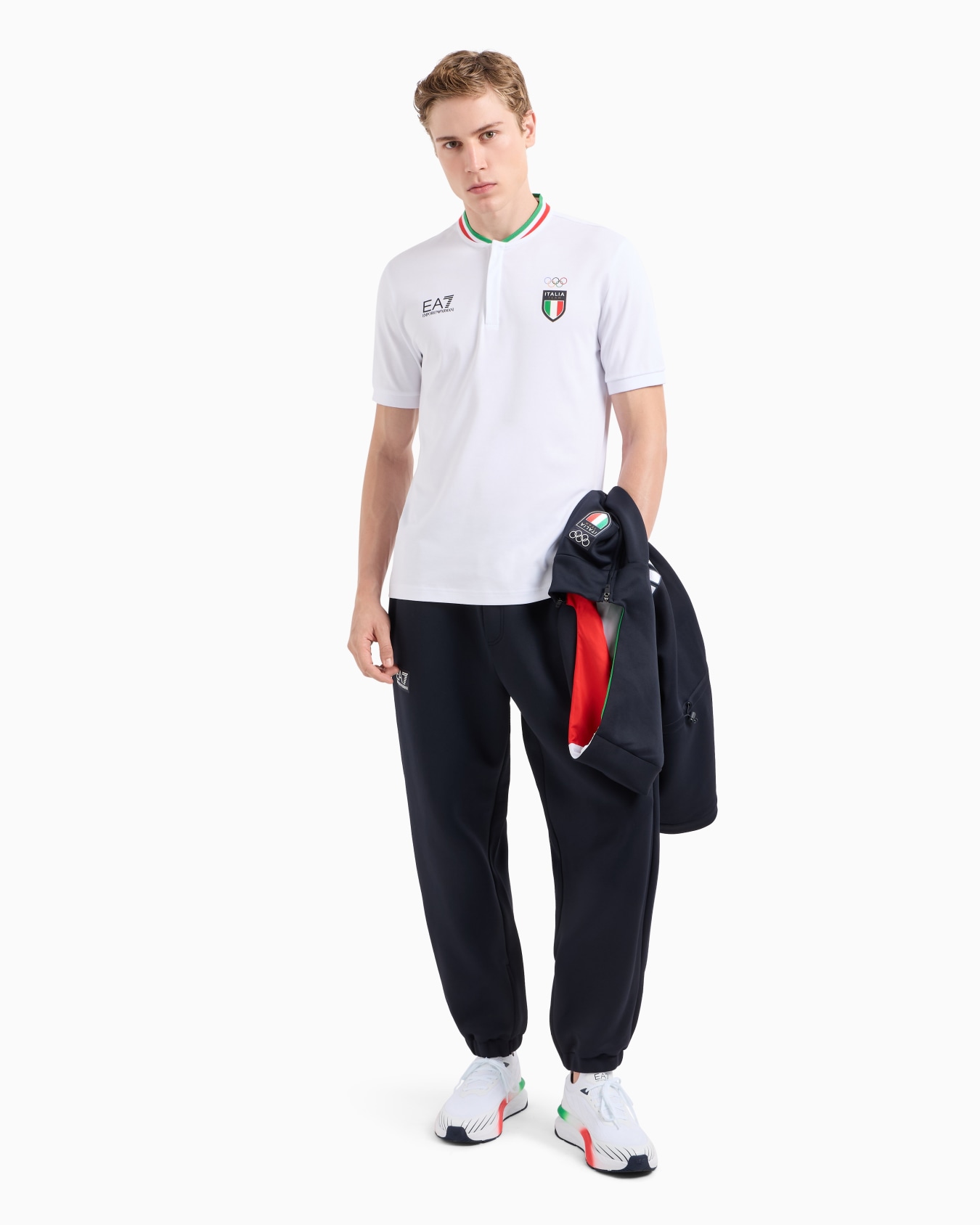 Polo col officier homme Italia Team Paris 2024 en tissu technique Natural VENTUS7 Diapositive 3