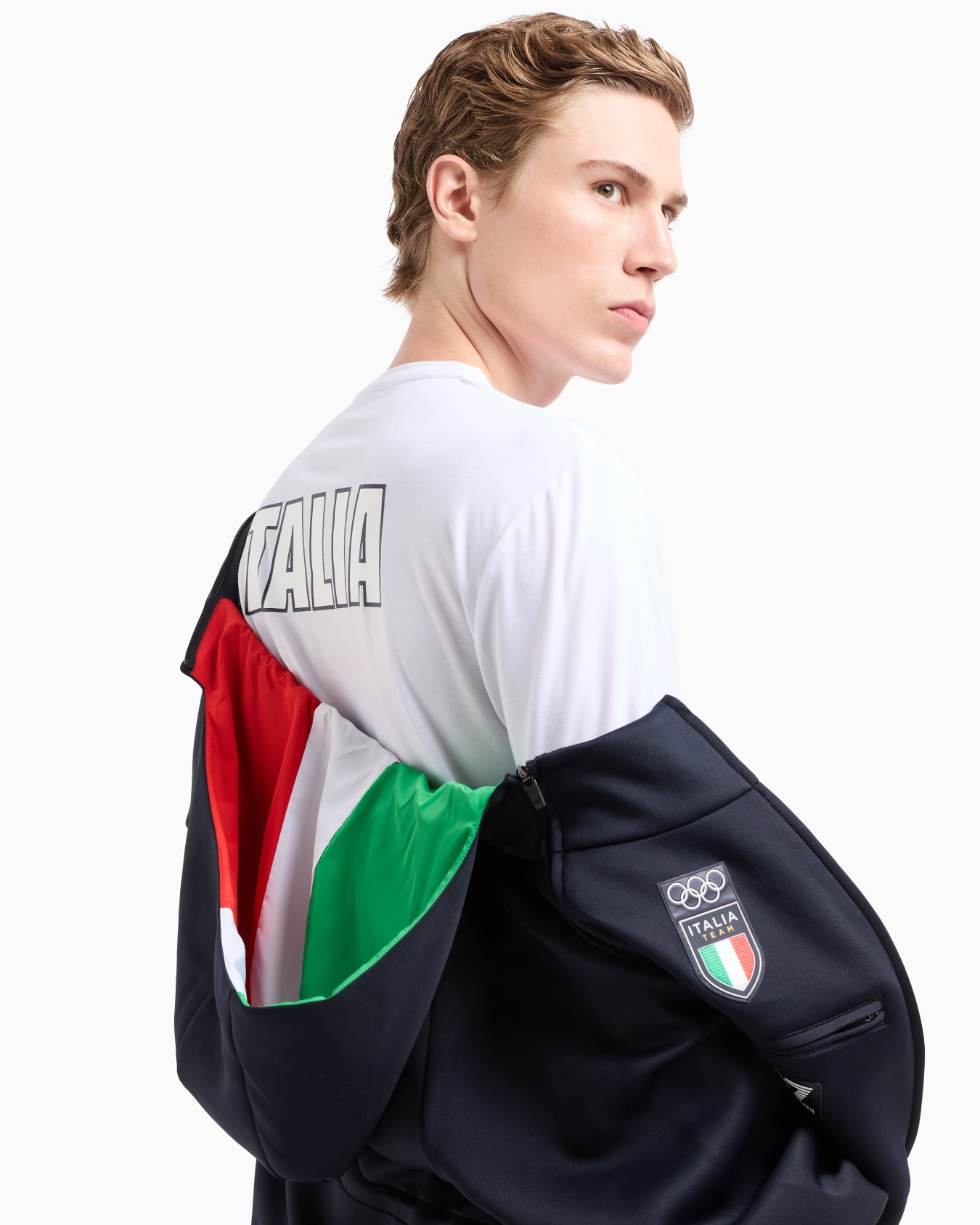 Italia Team Paris 2024 T-shirt girocollo uomo in tessuto tecnico Natural VENTUS7 Slide 5