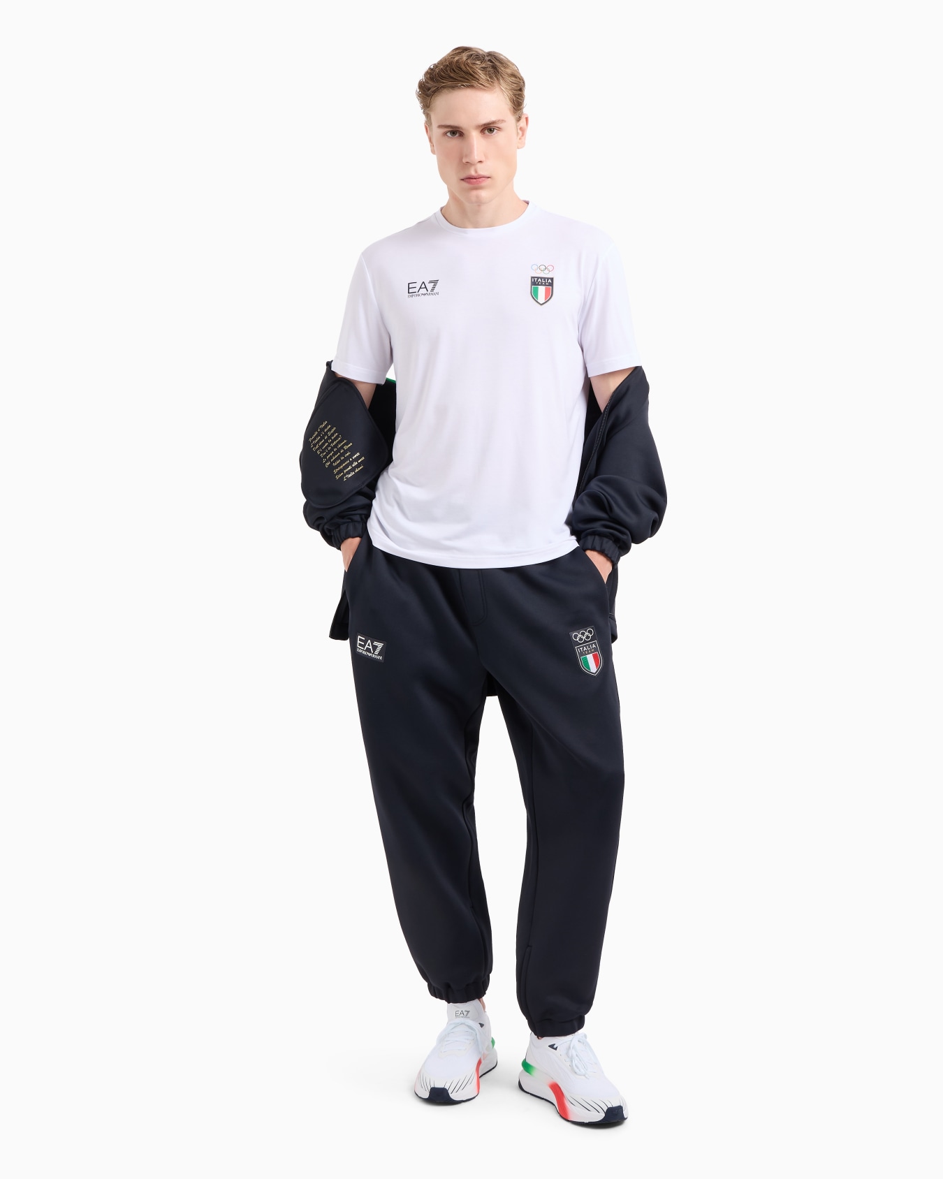 Italia Team Paris 2024 T-shirt girocollo uomo in tessuto tecnico Natural VENTUS7 Slide 3