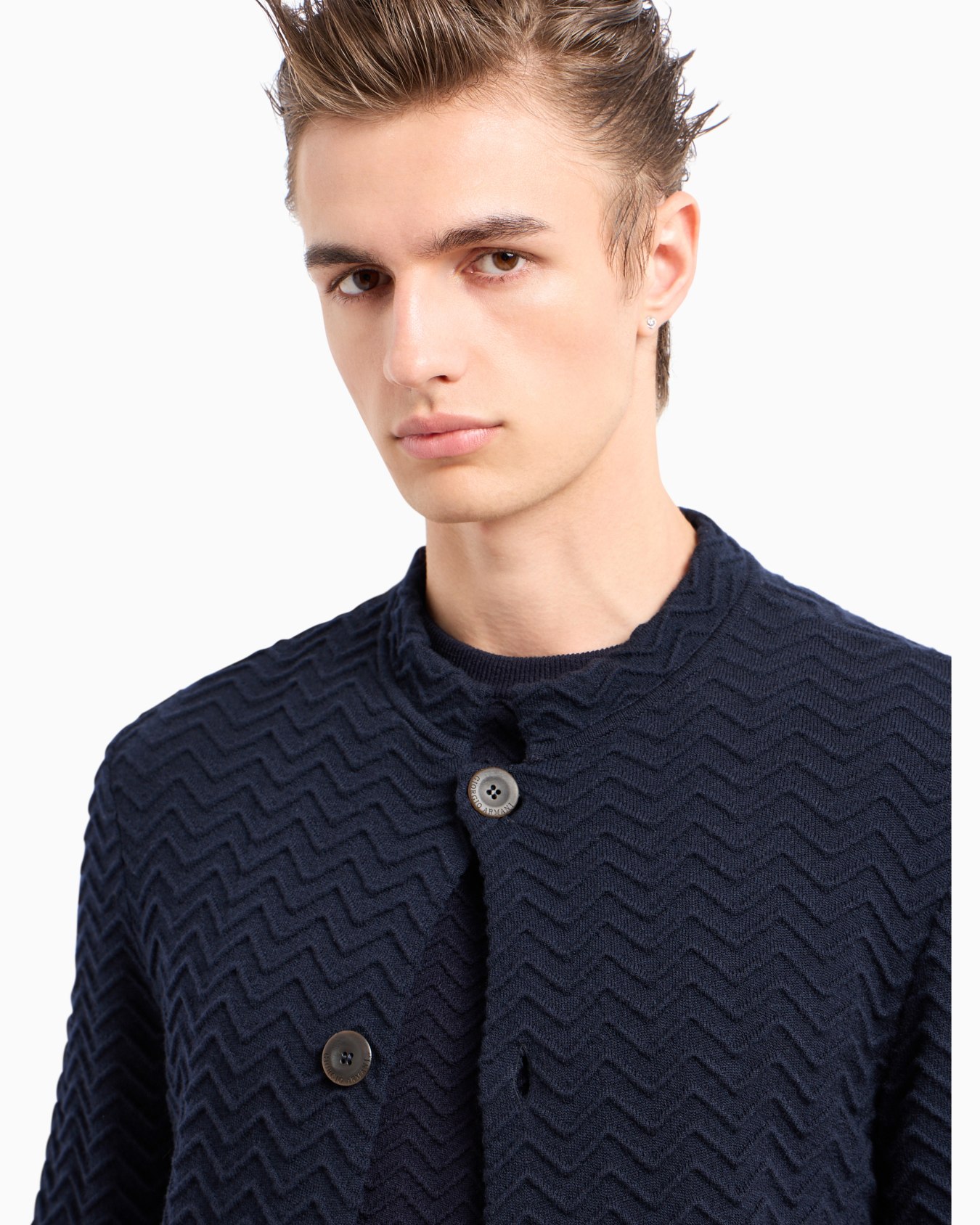 Single-breasted jacket in chevron Ottoman wool Slide 6