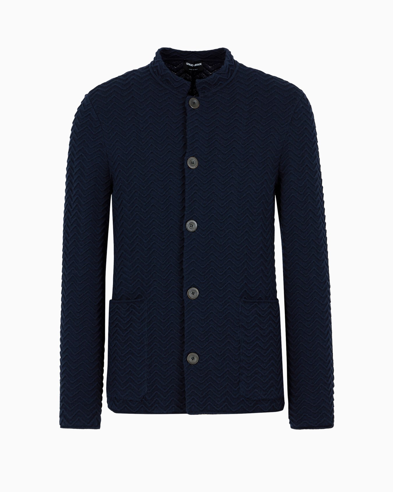 Single-breasted jacket in chevron Ottoman wool Slide 0