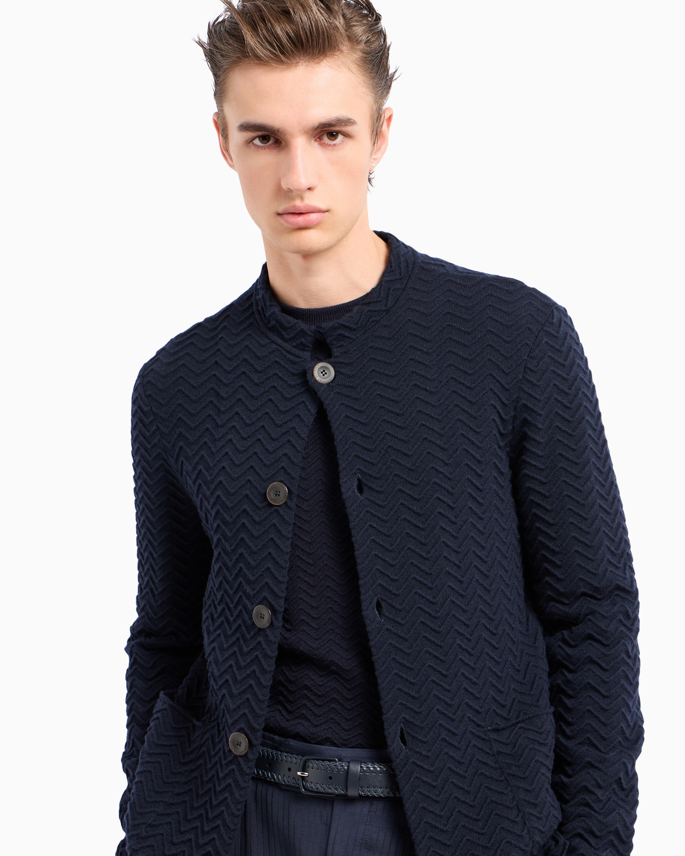 Chevron Ottoman wool crew-neck jumper Slide 5