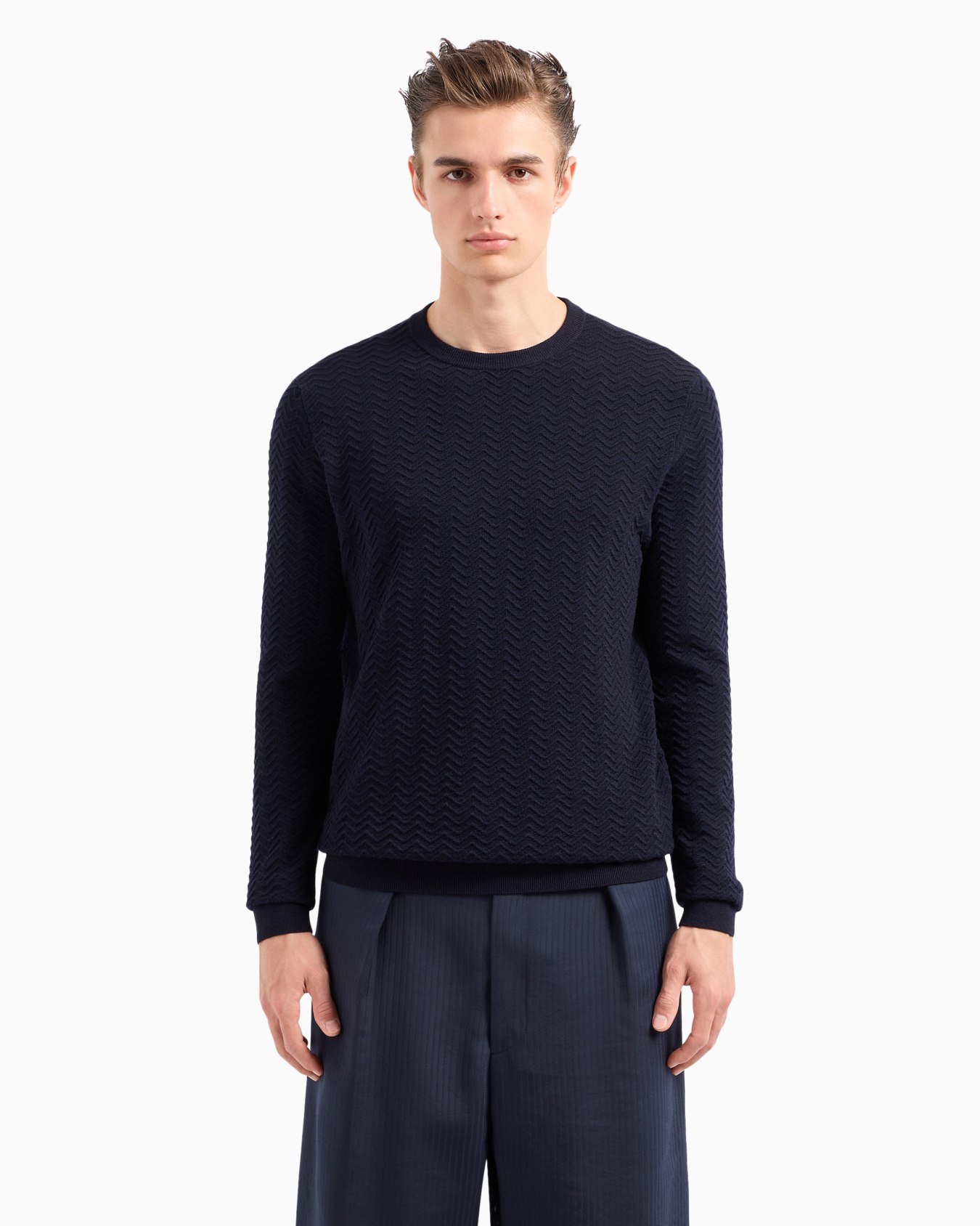 Chevron Ottoman wool crew-neck jumper Slide 2