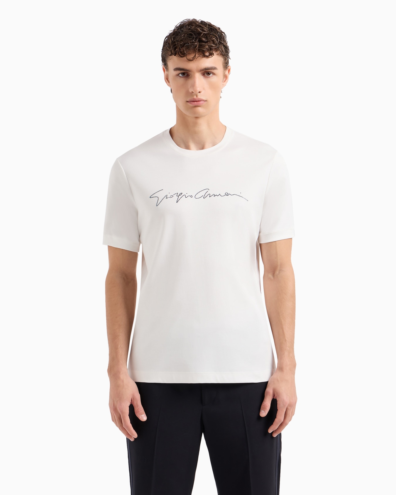 Rhinestone-embroidered, cotton-interlock T-shirt Diapositiva 3